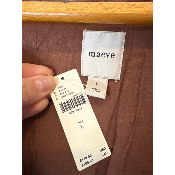 Anthropologie Maeve Puff Sleeve Brown Linen Back Cutout Mini Dress L - Picture 7 of 10